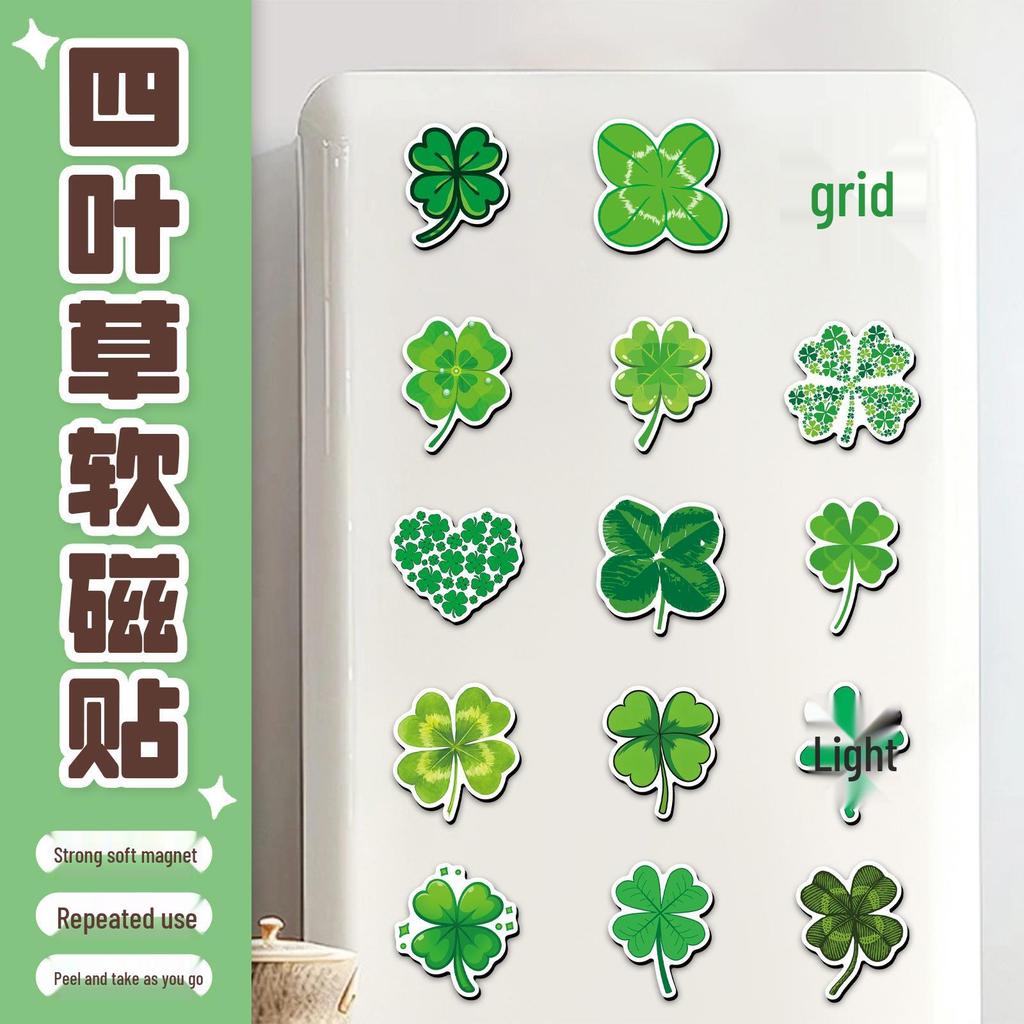 20 Four-Leaf Clover Cartoon Magnetic Fridge Stickers - Set of 20 Decorative Magnets