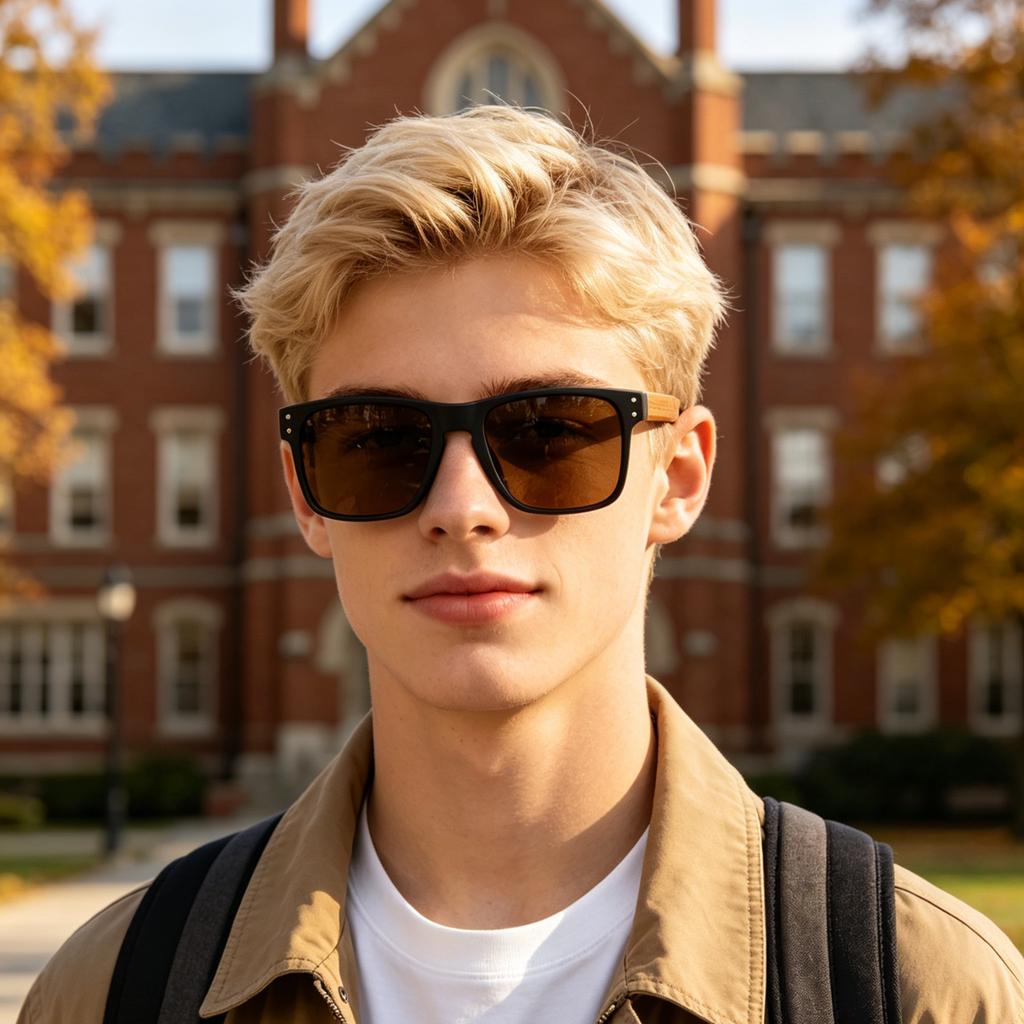 Xiaomi Men Women Square Polarized Sunglasses UV400 Bamboo Wood Temple Fashion Shades For Driving Fishing Beach Outdoor