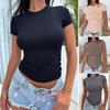 Spring Summer Best-Sellers In-Stock Casual Solid-Colour Slim-Fit Cropped T-Shirts for Fashion-Forward Women
