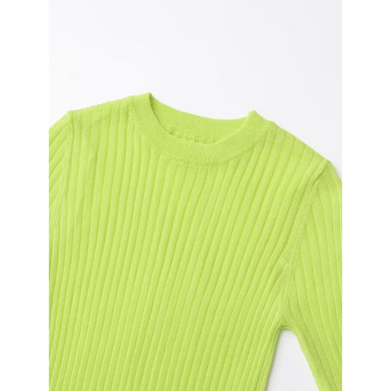 Kaslead New Arrival Women's Clothing Fashion Style Fashion Casual Minimalist Rib Thin Needle Knitting Tops 3471017