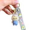 Cartoon Rab Flocked Keychain Pendant Labubu Schoolbag Pendant Cute Three-dimensional Doll Key Chain