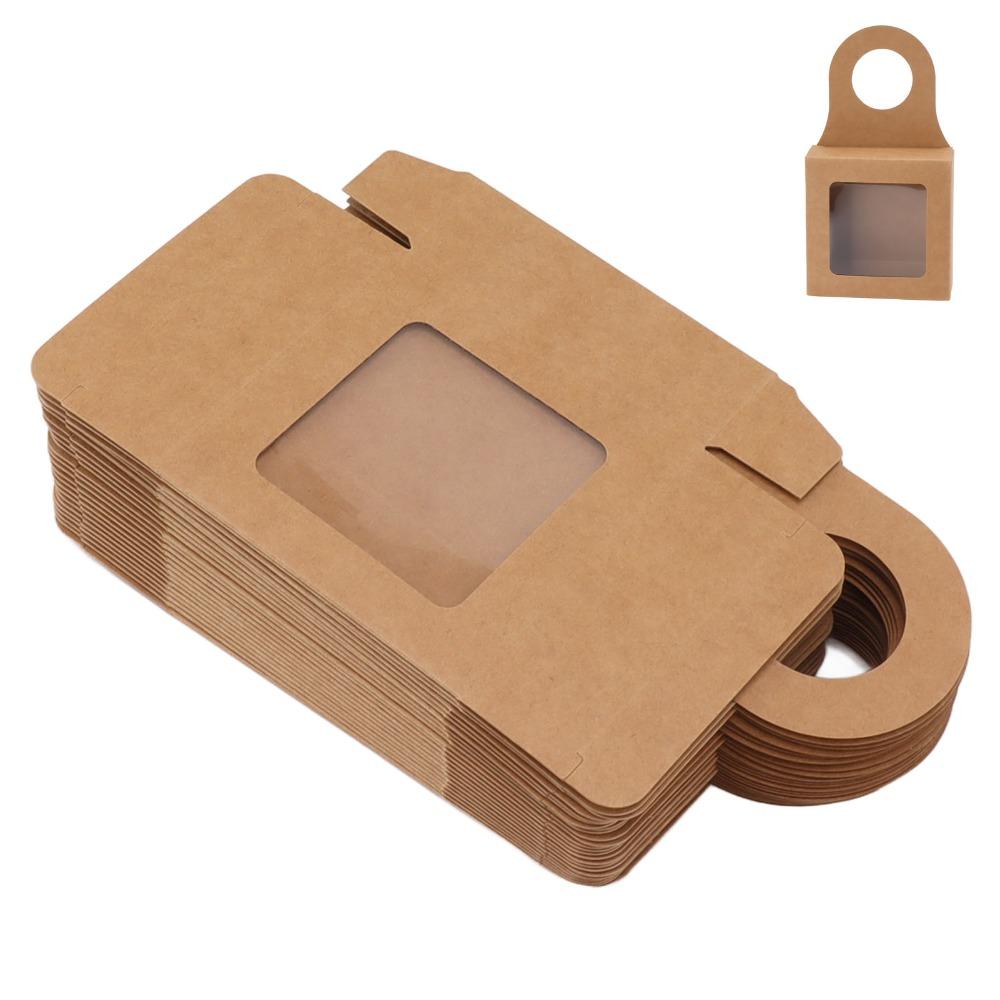 25PCS Hanging Hook Gift Box Kraft Paper Bottle Hanger Box Hanging Favor Box  Home Decoration