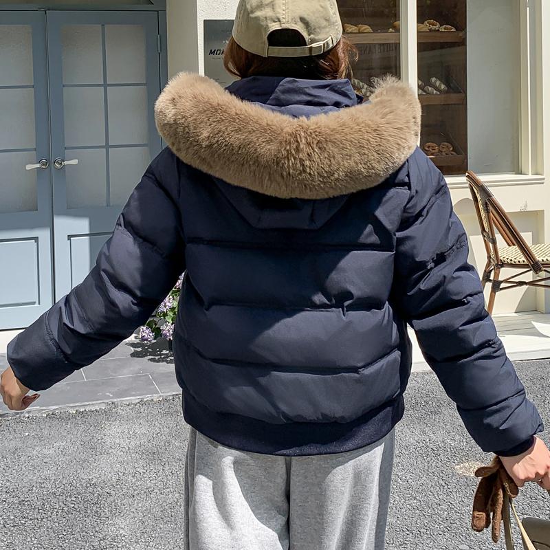 Fashion Winter Coat Female Short Parkas Hooded Faux Fur Collar Casual Loose Thick Warm Women's Jackets