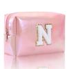 Octagonal Embroidered Letter Makeup Bag Large Capacity Travel Toiletries Storage Bag Handbag Cosmetic Bag Makeup Pouch Organizer