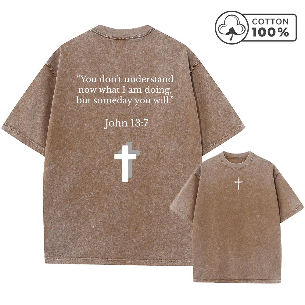 Mens Retro Distressed Washed TShirt With Bible John Print Pure Cotton Crew Neck Short Sleeve Suitable For Daily Commute