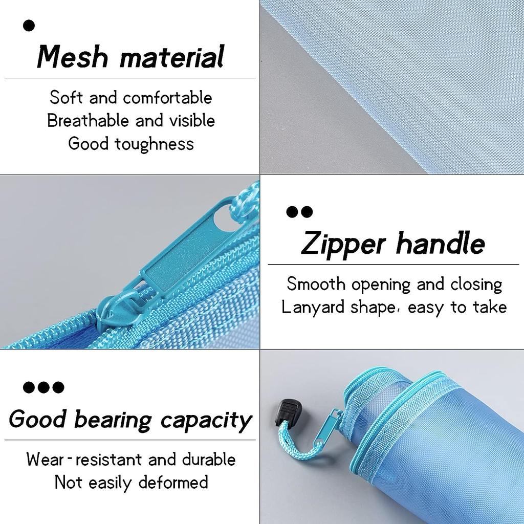 3PCS Transparent A4/A5/A6 Mesh Zipper Pouch Clear Document Bag Book File Folder Stationery Pencil Case Storage Bags Makeup Pouch