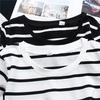Women Loose Round Collar Summer Stripes Print Loose Long Sleeve Casual Simple Wild T-Shirt
