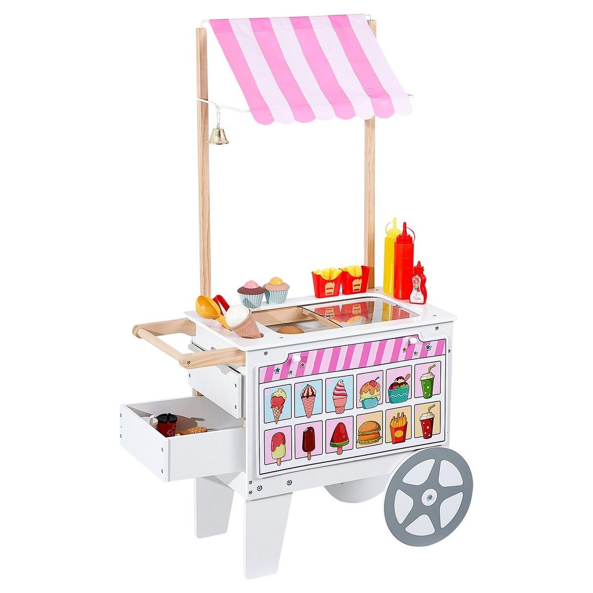 Chariot à Glaces pour Enfants Jeu de Rôle Magasin de Glaces pour Enfants Âgés de 3 à 7 Ans