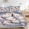 3pcs Nine Tailed Fox Cute Cartoon Design Printed Bedding Set, Soft and Comfortable Quilt Cover for Bedroom, Guest Room (1 Duvet Cover + 2 Pillowc