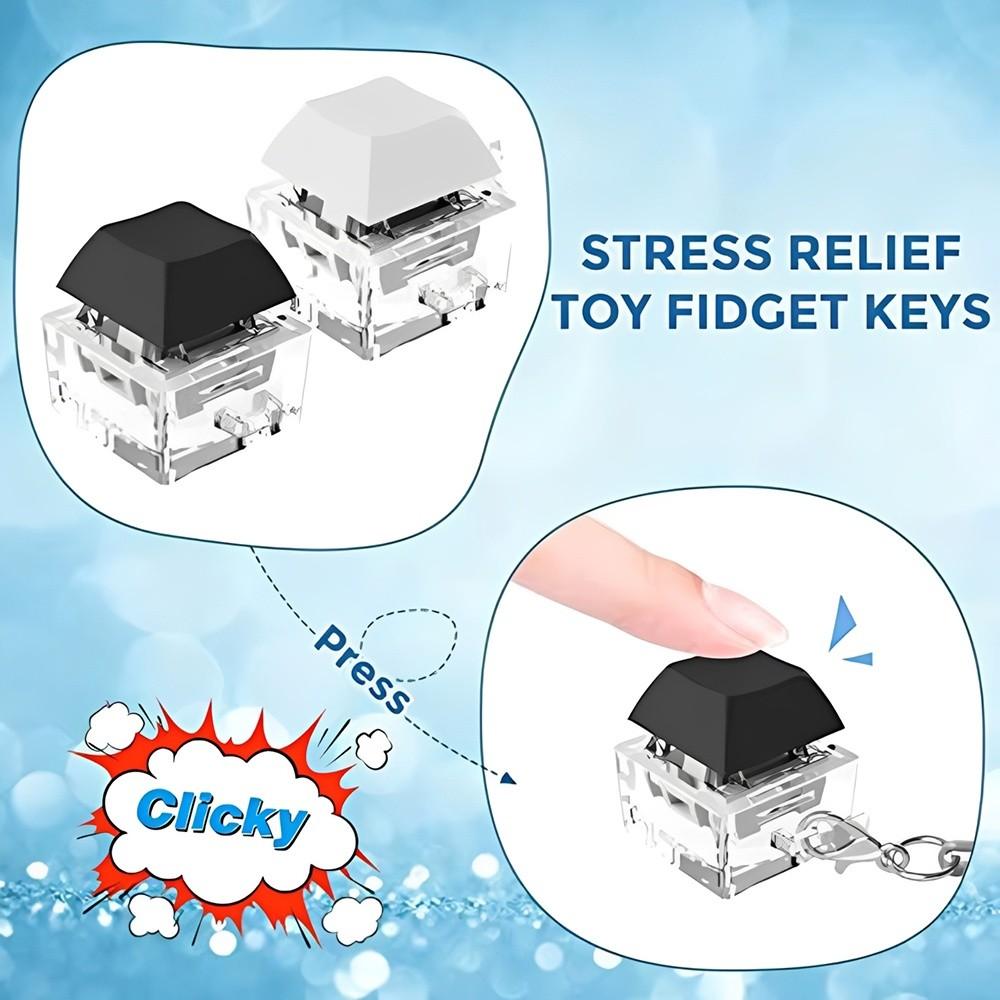 No Lights Fidget Keychain DIY Keyboard Clicker Toy Relaxing Pinch Toy