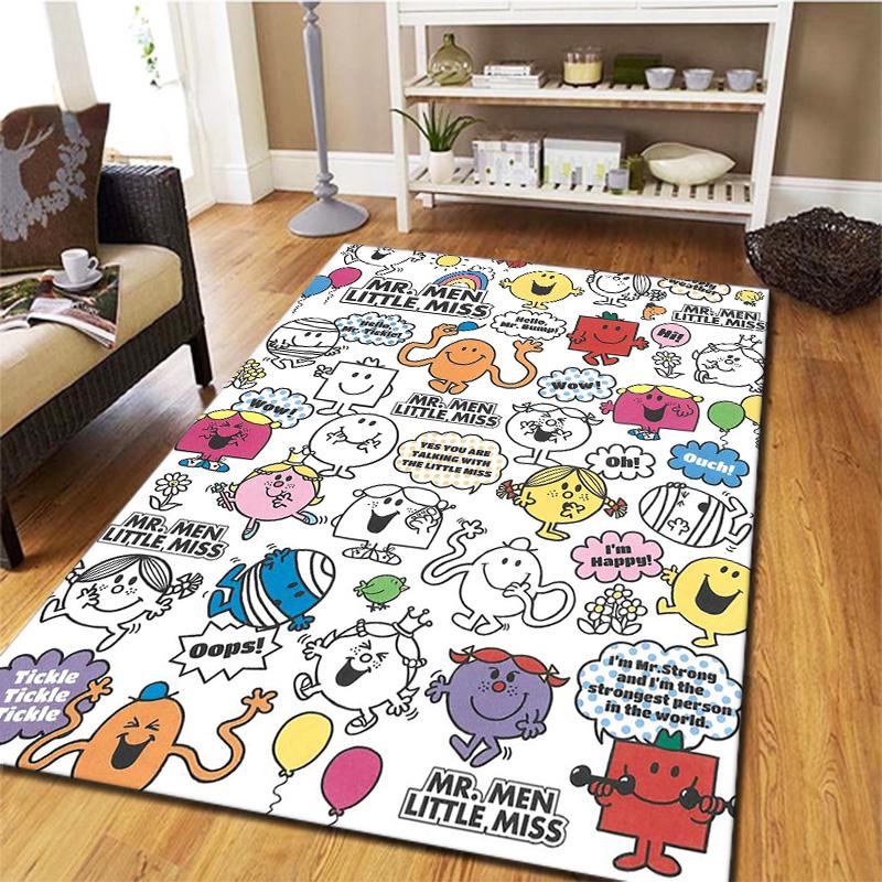 Sig. Tappeto Little Miss da Uomo per Soggiorno Camera da Letto Casa Decorazione Divano, Tappetino Antiscivolo per Giochi Bambini
