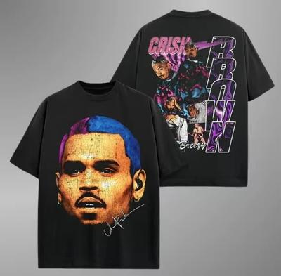 Nové Letní Klasické Retro Styl Y2K Chris Brown Plochý Potisk Tričko Rocková Párty Street Casual Nadměrná Velikost Pánské Dámské Top Tričko