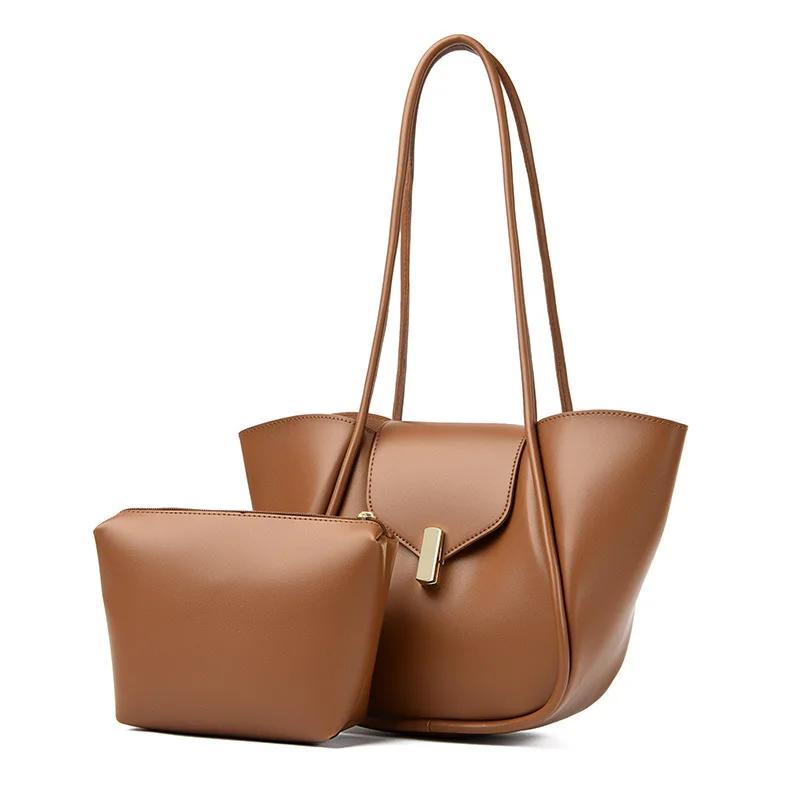 Dames Professionele Werk Tote Bag Grote Capaciteit Synthetisch Leer Schoudertas voor Kantoor brown