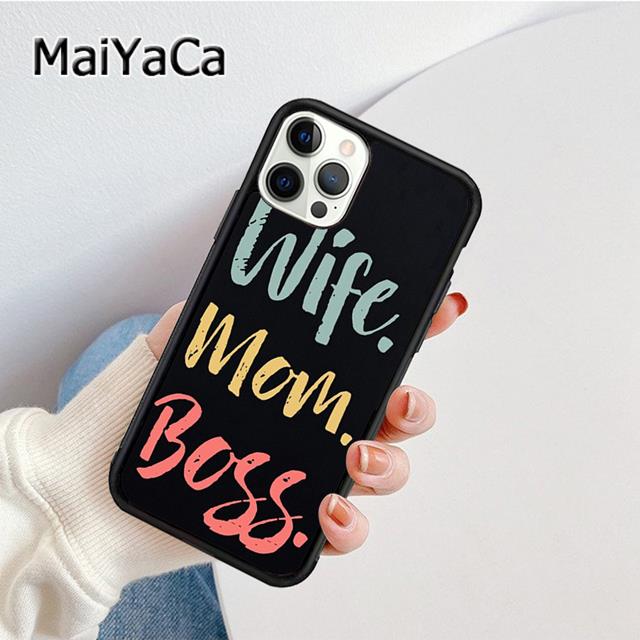 

MaiYaCa Wife Mom Boss Quotes Phone Case Cover For iPhone 17 Air 16 15 plus 11 12 13 14 pro max shell coque iPhone 11pro max