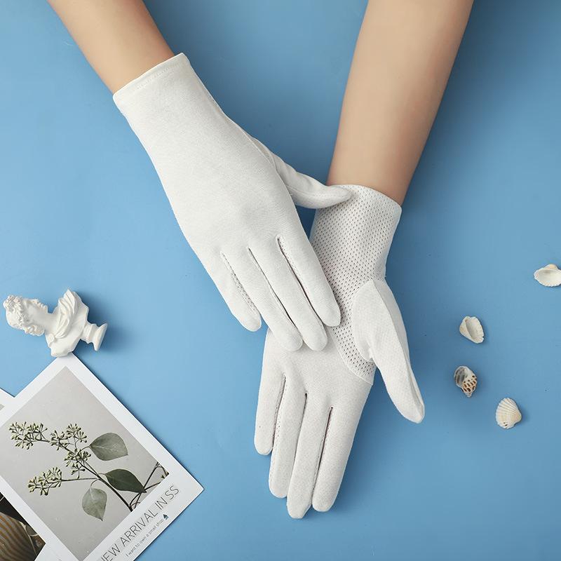 Women’s Cotton UV Protection Gloves, Breathable Summer Gloves, Anti-Slip Gloves for Cycling Driving Outdoor Travel Dance Parade