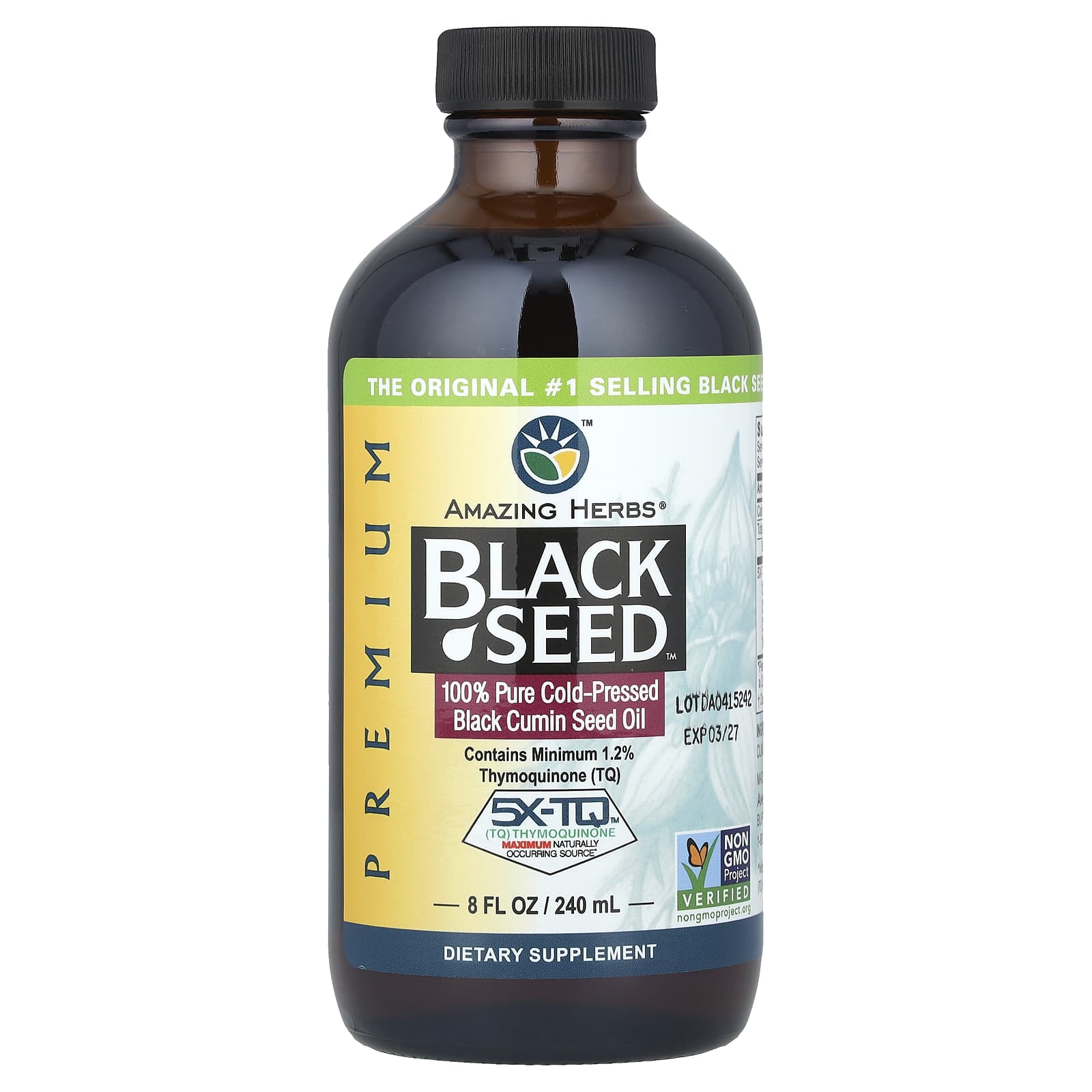 

Premium Black Seed™, 100% Pure Cold-Pressed Black Cumin Seed Oil, 5G, 240Ml(8Fl Oz)