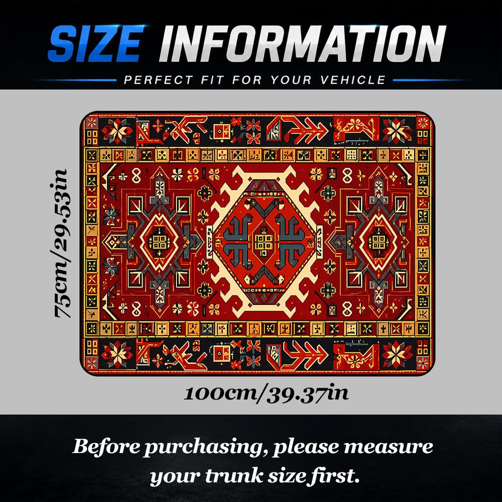 1Pcs Persian Classic Red Floral Car Trunk Mat with Anti Slip Cargo Liner Waterproof Rear Storage Protector Floor Mat for SUV Sed