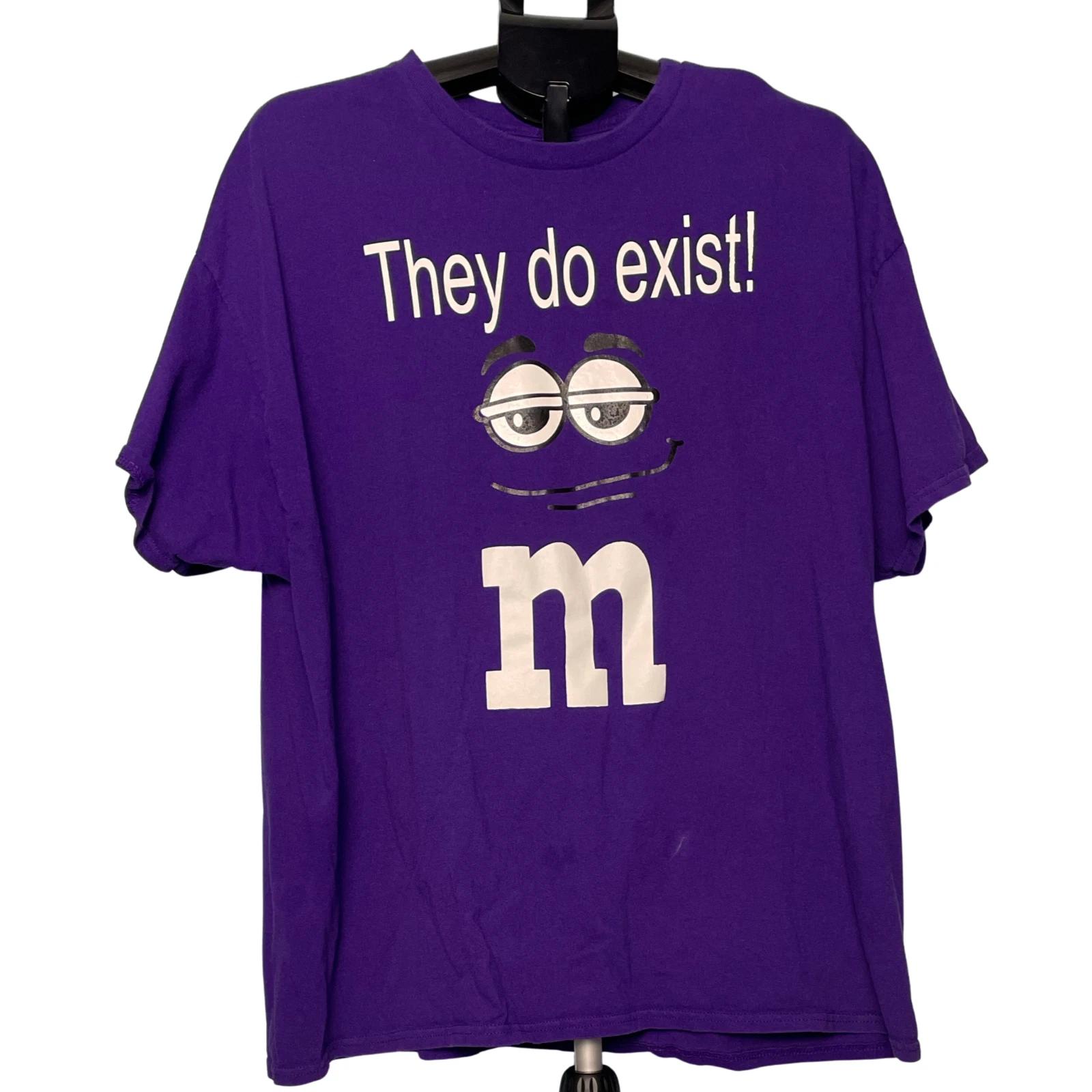 Purple M&M Character Eyes Graphic TShirt Unisex XL Funny Candy Shirt Coach Print M