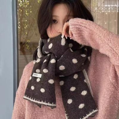 Dot Pattern Knitted Scarf Korean Style Polka Dot Scarf Fashion Women's Scarf  Winter