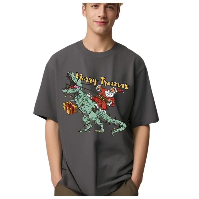 Harajuku Casual Riding Dinosaur T Shirt Men Hip Hop Streetwear Harajuku Funny T-Shirt Summer Short Sleeve Cotton Print Tshirts