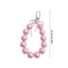 Fashion Bowknot Pendant Keychain Mobile Phone Lanyard UV Beaded Wrist Rope Strap Antilost Keyring for Women and Girls
