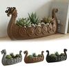 Resin Decorative Plant Pot Viking Longship Planter Pot, Dragon Boat Indoor Holder for Cacti Creative Air Plants, Rustic Nordic Ship Container