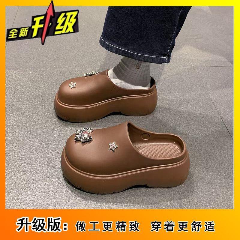 Internet Celebrities Super Fire Stepping On Shit Feeling Heightened Cool Slippers Children Summer Wear 2025 New Non-slip Thick-bottomed Bag Head Sli