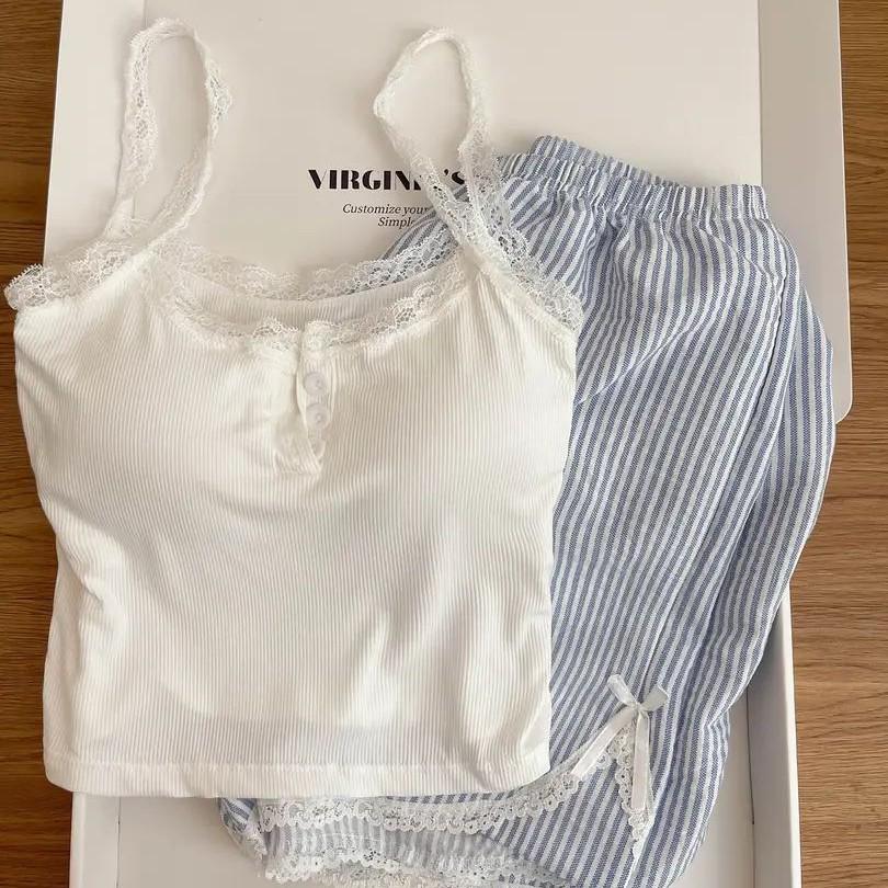 

Пикантная майка-камисоль с кружевной спинкой и подушечками для груди - Сексуальный женский домашний комплект XXL