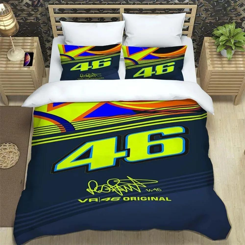 3D-gedrucktes Motorrad-Flotten-VR-46 Bettbezug Kissenbezug Bettwäsche-Set Einzelbett Doppelbett King für Kinder Erwachsene Schlafzimmer