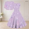 Women Plus Size Two Piece Outfit Halloween Print Sleeveless Square Neck Tie Waist Flared Dress Short Sleeve Cropped Shrug
