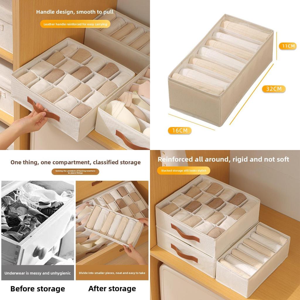 Fabric Foldable Storage Box With Dividers For Wardrobe Organization And Clothing Storage