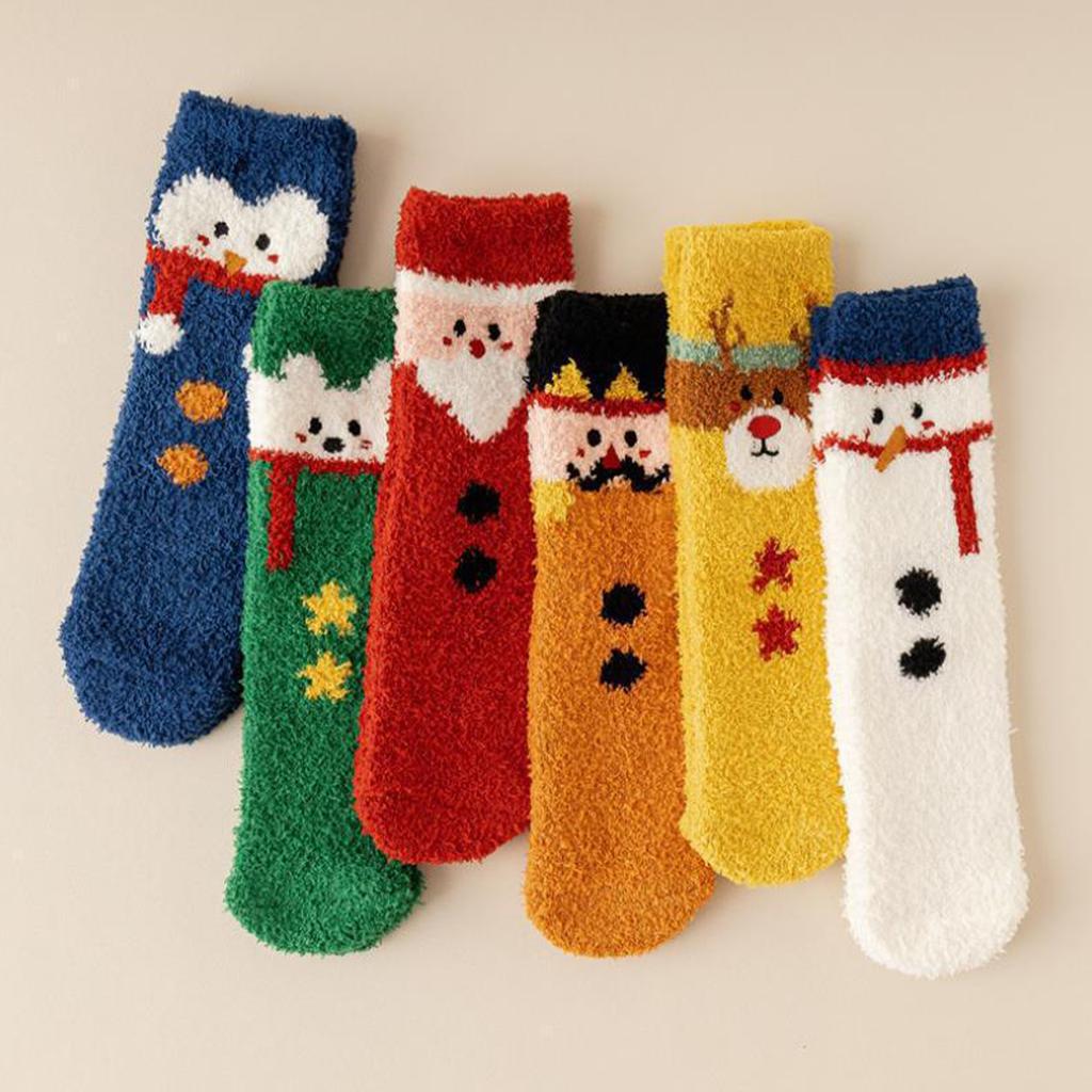 Women's Cute Christmas -Lined Mid-Calf Sleep Socks for Warm Home Lounging
