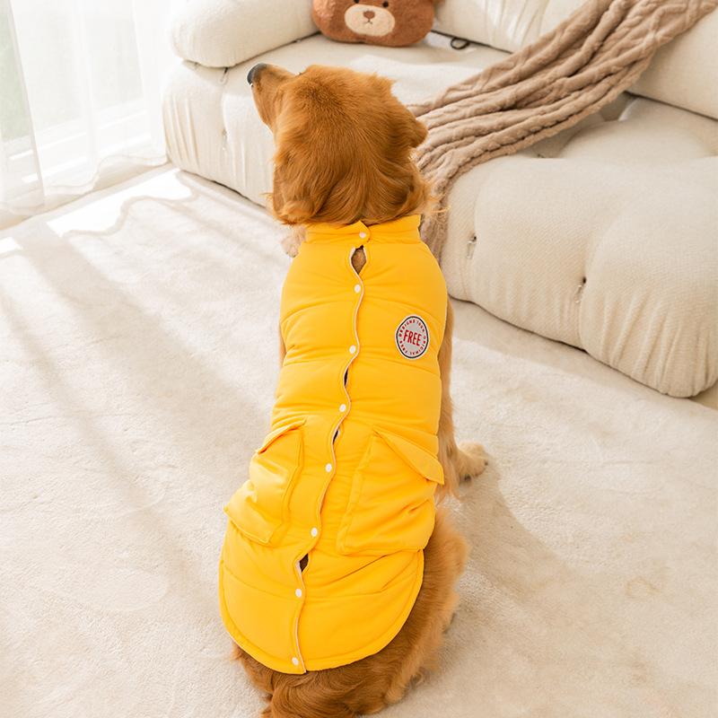 Autumn and Winter New Big Dog Fleece Vest Medium and Large Dog Golden Retriever Samoyed Two-legged Cotton-padded Coat Pet Big Dog Clothes