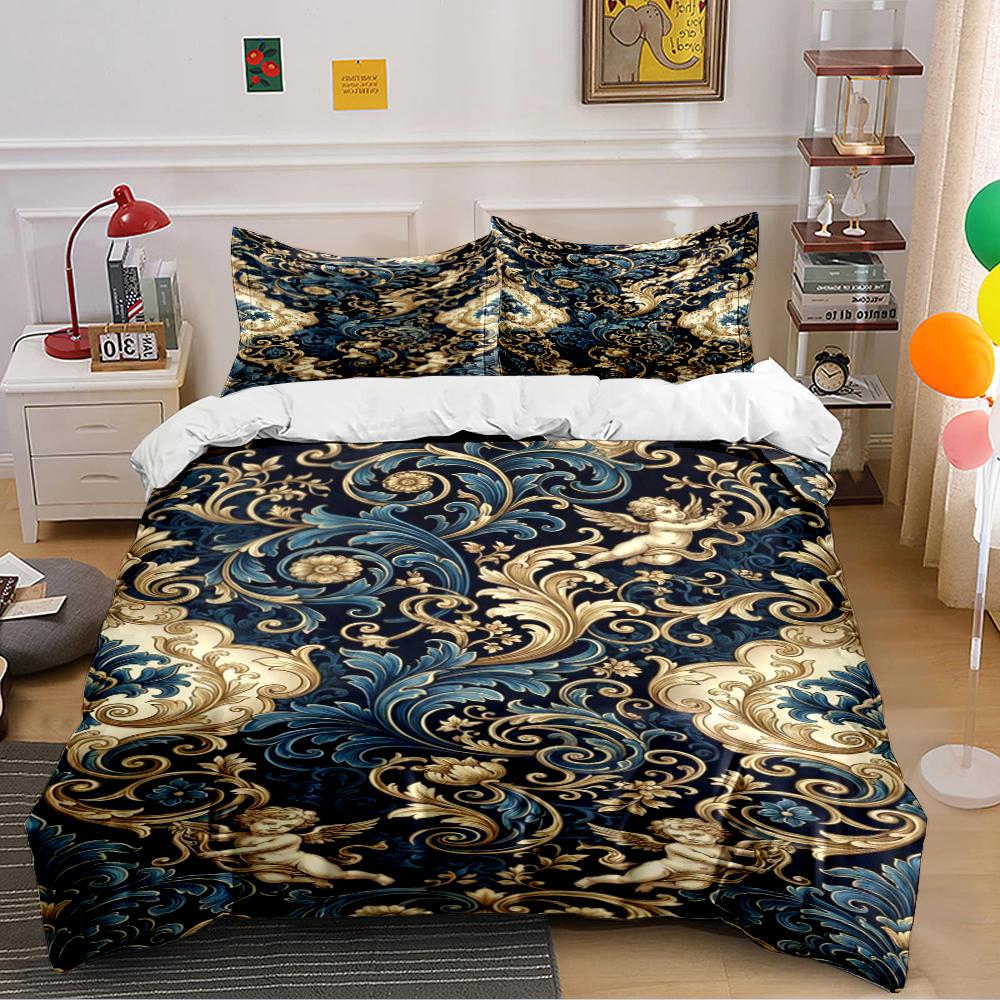 Luxury Baroque Floral Bedding Set Bedding set (1 duvet cover, 2 pillowcases, duvet not included) 135x200cm