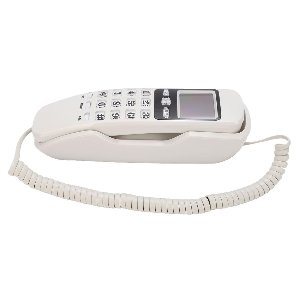 Wall Mountable Basic Corded Telephone Slimline Retro Wall Mounted Landline Telephone with DTMF Support for FSK CID Mini
