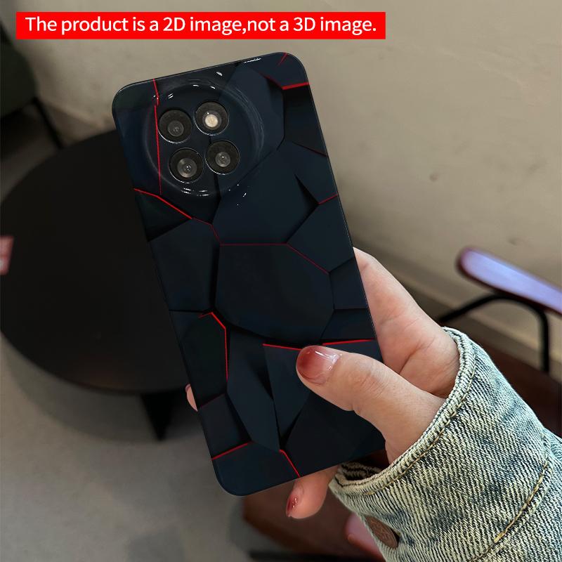 2DFlat Xiaomi Redmi phone caseDark Geometric Split with Red Glowsuitable for Redmi Note 11 12 13 14 A3 K80 15 17 Ultra