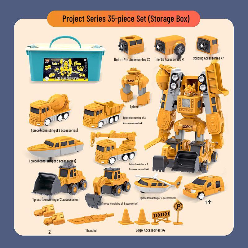 Kids' Magnetic Engineering Vehicle Transformer Set - Educational Parent-Child Toy