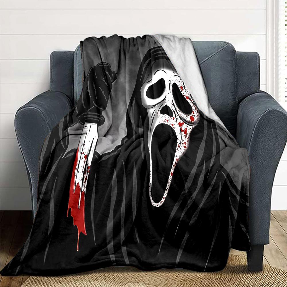Scream Horror Icon Flannel Blanket Super Soft Warm Cozy Blanket For Sofa Bed Office Travel Allseason Home Decor Gift