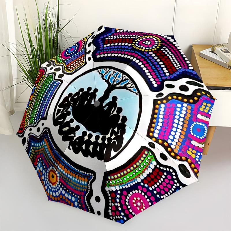 

1pc Circle Mandala Art Automatic Umbrella Portable Home Essential Umbrella, Iron Umbrella Structure Suitable for All Seasons yy251123144