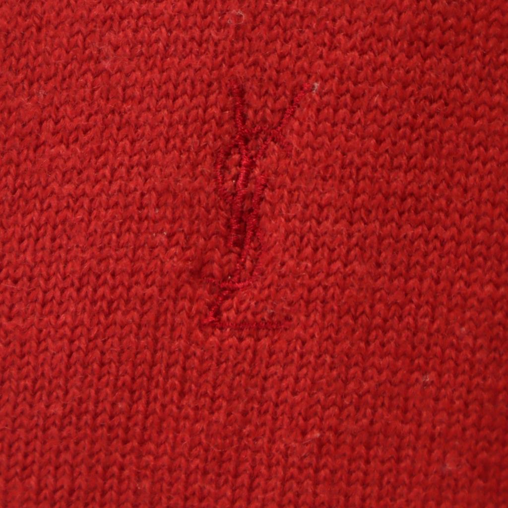 YVES SAINT LAURENT 90s Old Long sleeve V neck knit cardigan L Red Women Used