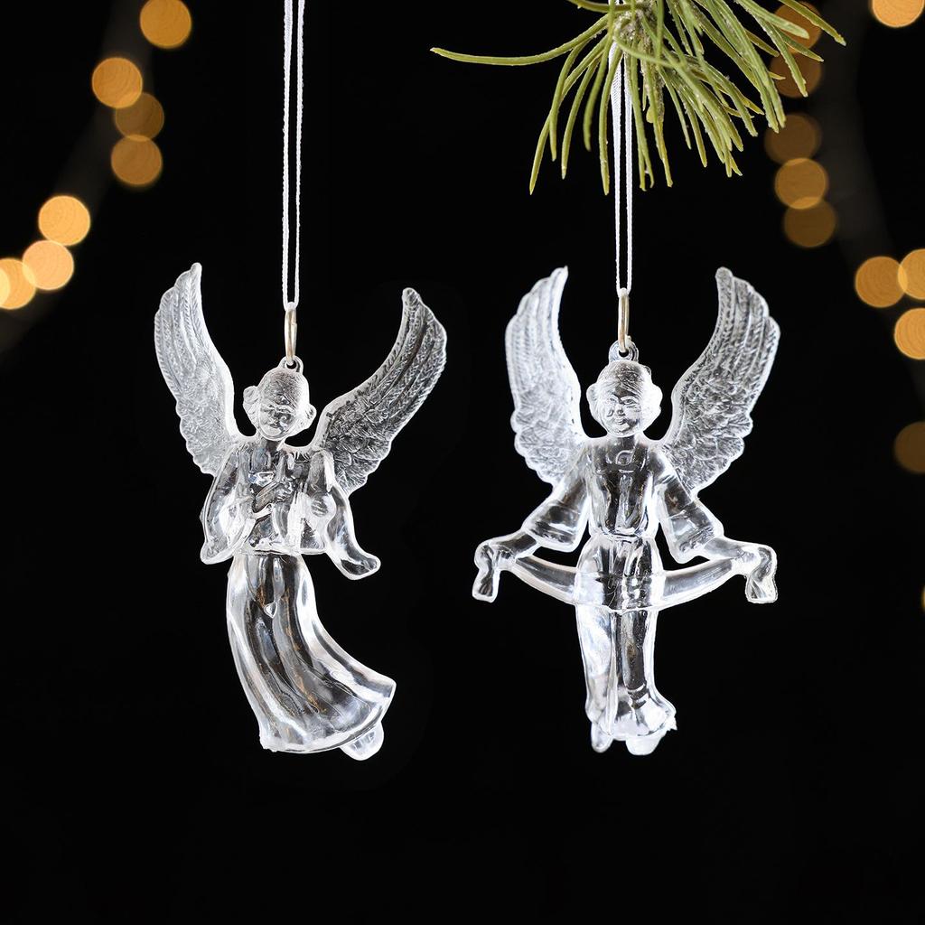 New Acrylic Christmas Tree Ornaments: Reindeer, Angel, and Snowflake Pendants.