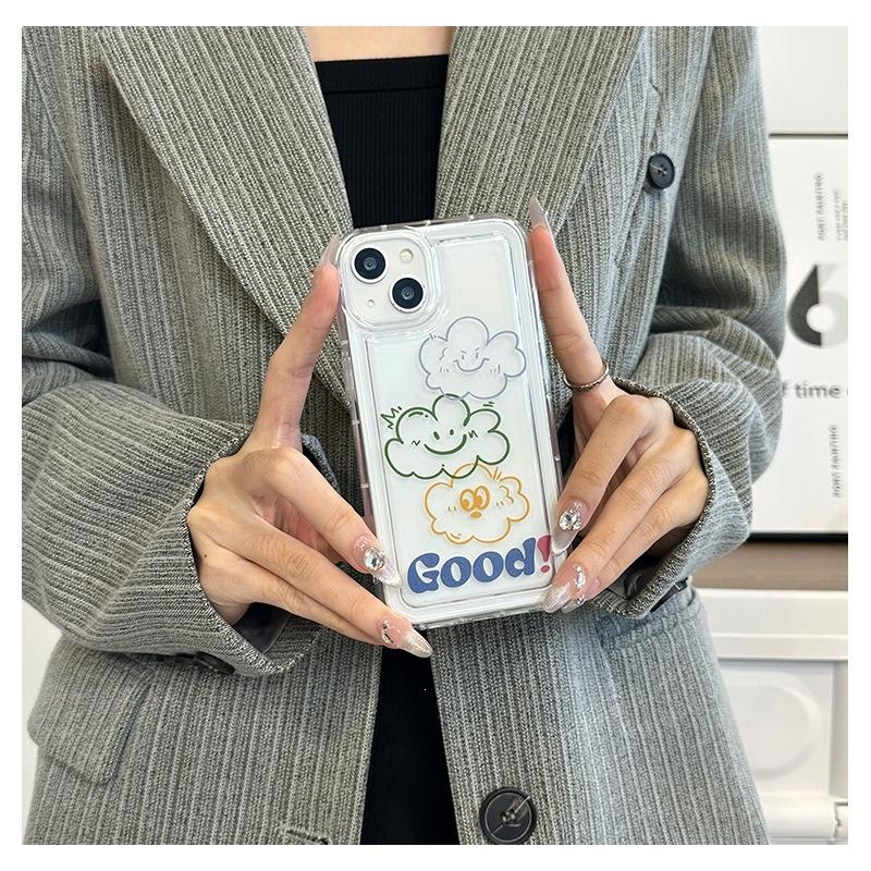 Simple Line Cloud iPhone14 Mobile Phone Case Is Suitable for Apple 15promax Airbag Anti-drop 13 Shock-absorbing Soft Case