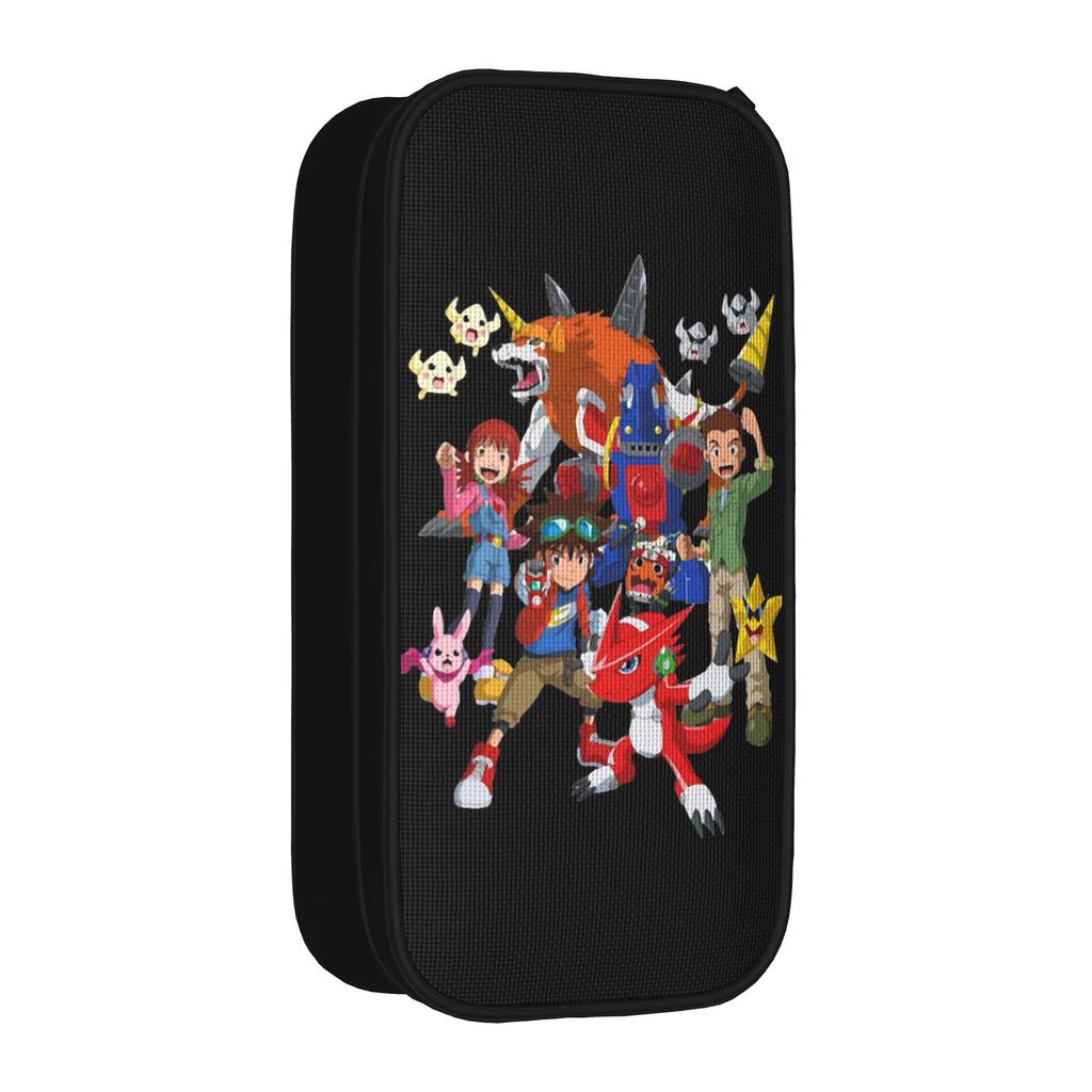 Digimon Anime Pencil Case Cute Agumon Monster Pen Holder Bag Girl Boy Large Storage School Supplies Gift Pencilcases