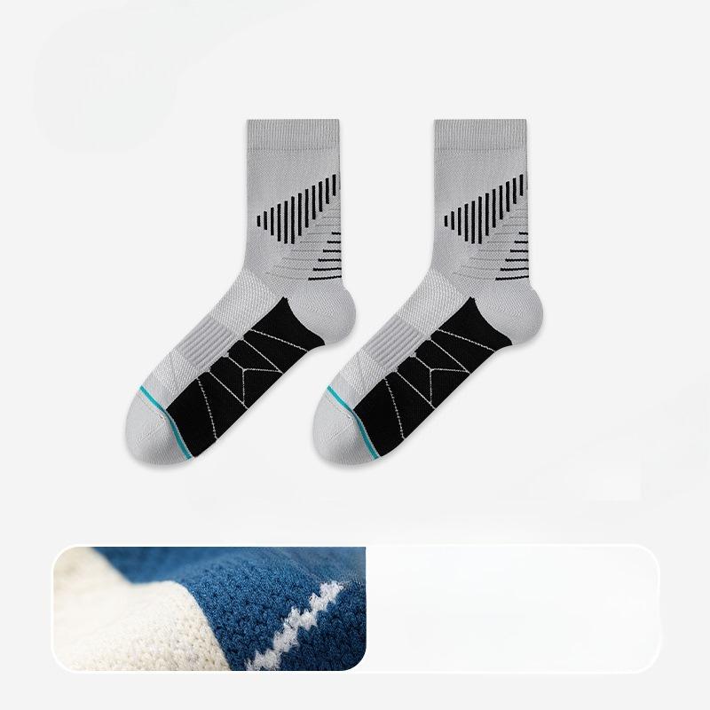Men's Autumn and Winter Professional Outdoor Running Breathable Sweat Absorbing Non Slip Pressure Tube Socks