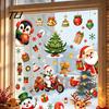 Santa Claus Snowman Stickers 6Pcs Christmas Window Cling, Penguin Reindeer Static Glass Cute Cartoon Adhesives Decals for Storefront, No Glue Reusable