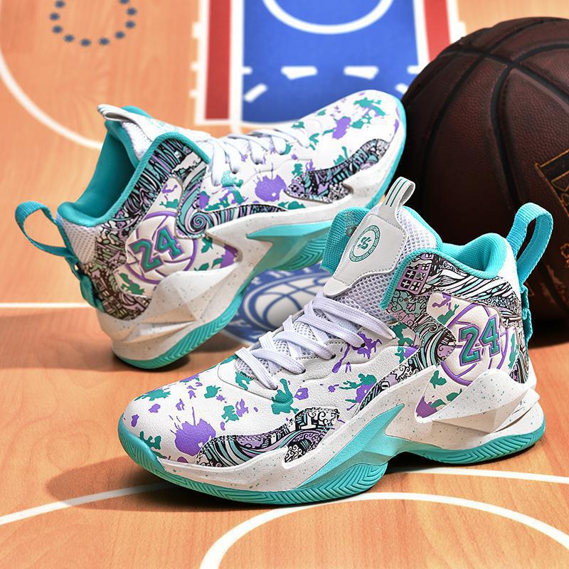 New Guochao basketball shoes men's high-top sports shoes youth middle school students sports and leisure running shoes