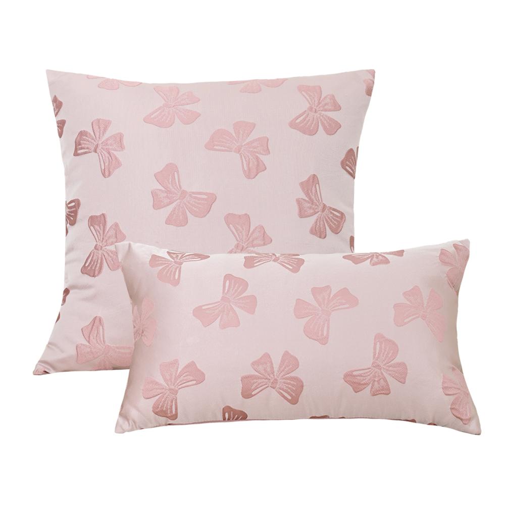 BUYNOW Jacquard Bow Pillowcase Without Pillow Core Korean Cute Girl Pink Bow Living Room Sofa Cushion Cover Home Bedroom Decor
