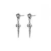 Retro Personalized Iris Cross Sword Stud Earrings Trendy Men Hip Hop Diamond Earrings Women Dark Wind Jewelry