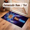 Floral Garden Theme Crystal Velvet Floor Rug Personalized Custom Name Text Warm Carpet Home Decoration