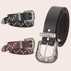Punk Y2K Wide Belt Jeans Decor PU Leather Waistbands Fashion Star Rivet Waist Belt  Girls